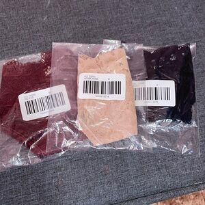 NWT Soma All Over Lace Thongs - Medium - Adobe Rose, Big Cab, and Black